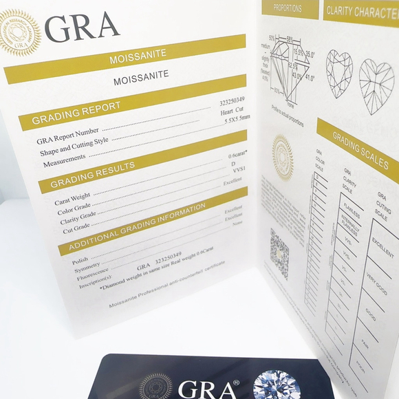 Moissanite Heart Cut Stud Earrings 925 Silver GRA Certified - Picture 5 of 6